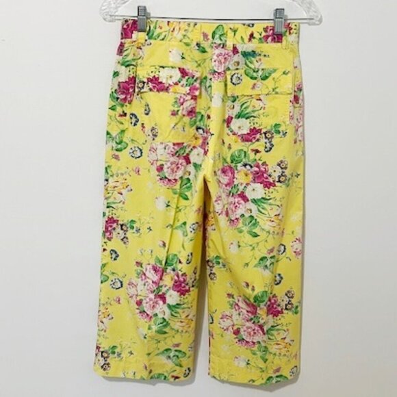 Lauren Ralph Lauren Yellow Floral Capri Cropped Pants Women's Size 4P - Picture 3 of 5